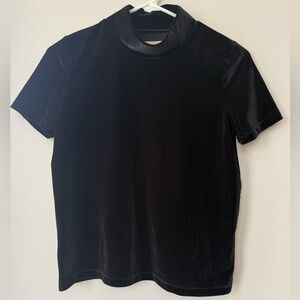Madewell Black Velvet Turtleneck Top Size XXS